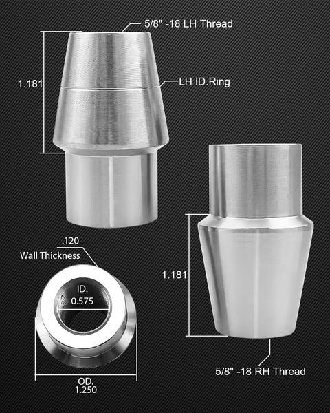 Five Eighth Inch Heim Joint Rod End Kit With Left And Right Hand Thread Chromoly For Steering And Suspension Beefed Up For Traction Rods Sand Rails A Arms Race Cars And Hot Rods, 5/8-18 LH/RH