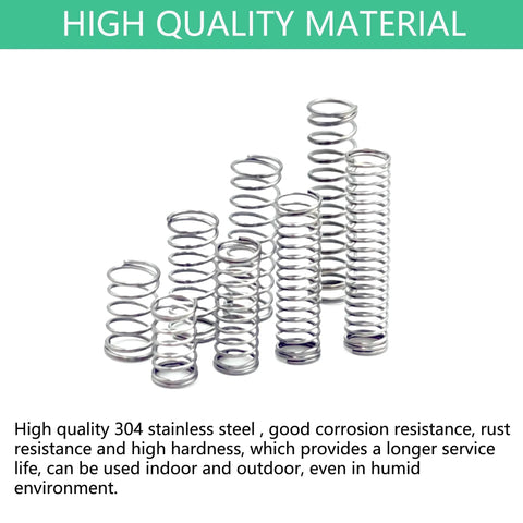 Stainless steel compression springs assortment in 24 sizes, front view