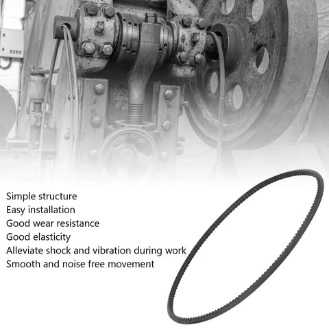 Lathe Drive Belt With High Elasticity For No Nonsense Quiet Operation Rubber Replacement Belt 5M375 shown with machinery background.