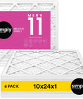 Heavy Duty 10x24x1 Air Filter MERV 11 MPR 1000 Equivalent Six Pack for HVAC Furnace