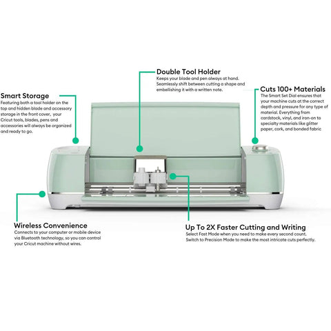 Explore Air 2 Craft Cutting Machine for DIY Home Decor and Apparel showing tool holder and storage features