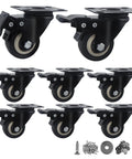 Heavy Hitter 2 Inch Polyurethane Swivel Casters 8 Pack with dual locking brakes displayed in a set, ideal for heavy-duty use.