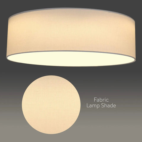 Dope Flush Mount Ceiling Light With Drum Shade LED Fixture Remote Control Dimmable And Color Temp Adjust 15.75 Inch Diameter Light Gray Modern Fixture For Bedroom Living Room Kitchen showcasing light gray fabric drum shade.