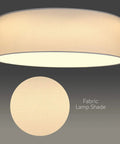 Drum LED Ceiling Light With White Fabric Drum Shade 15.75 Inch Flush Mount Remote Control With 9 Dimming And Color Temperature Levels Dope Modern Bedroom Living Room Kitchen Lighting Fixture showing fabric texture.