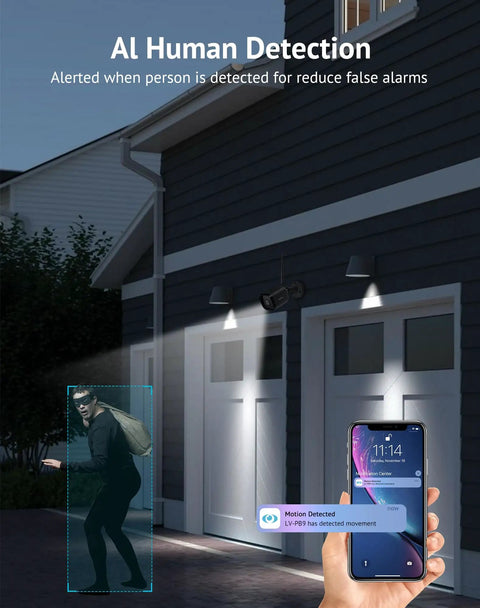 Outdoor Security Cam 1080P HD with Wi Fi Motion Detection Two Way Audio Night Vision 130 Degree Wide Angle Alexa Compatible