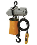 Electric Hoist For One Ton Load, Nine Point Eight Feet Lift, 110V Power, Remote Control With Emergency Stop, looped cord and hook