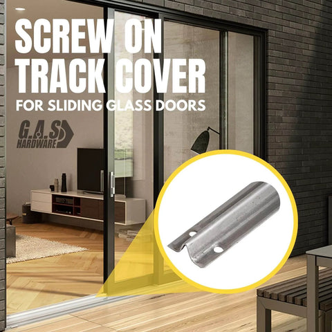 Screw On Track Cover For Sliding Patio Glass Doors Replacement Hardware In Stainless Steel 1 W X 7/16 H 6 Feet Long Corrosion Resistant Door Track Shield Screws Not Included