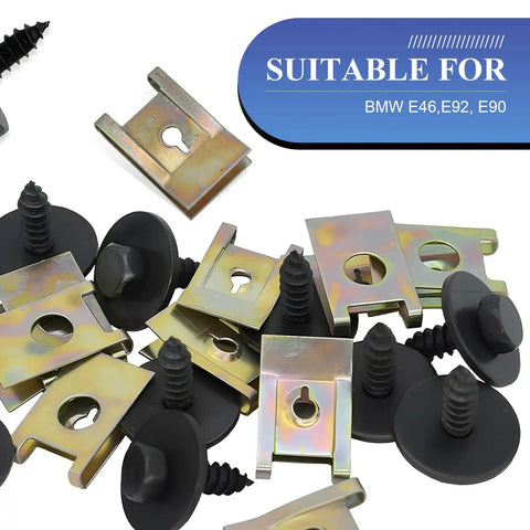 40 Piece Car U Clip Screw Kit With Self Tapping Screws For Fender Liner Bumpers And Body Panels No Fuss Universal Vehicle Fastener Set