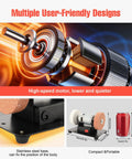 Mini Bench Grinder 96W, 7 Speed Adjustable Electric Tool With 3000 To 6000 Rpm Range Forward Reverse Switch And Smooth Operator Design showcasing a high-speed motor and stainless steel base.