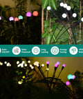 Solar Firefly Garden Lights With 10 LED Starburst Swaying Design And Color Changing RGB for outdoor use in garden and pathway, IP65 waterproof