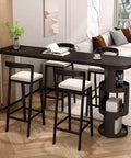 Top Shelf Solid Wood Bar Table With Hidden Storage And Counter Height Pub Style For No Sweat Assembly Perfect For Your Living Room Or Dining Room Badass Upgrade, featuring four black wood stools and storage.