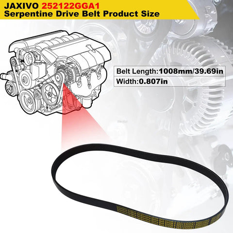 Serpentine Drive Belt 6 Rib 39.69 Inch Replacement For Hyundai Sonata 2015 2019 Santa Fe 2019 2020 Tucson 2018 2021 And Kia Optima 2016 2020 Sportage 2017 2022 Sorento 2016 2018 Alternator And AC OE 25212 2GGA1 shown with engine diagram
