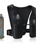No Bounce Hydration Vest Pack For Men And Women With 500ml Soft Flask showing front view with secure pockets and adjustable fit.
