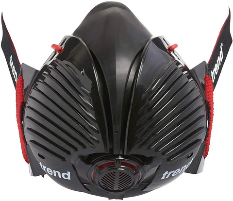 Close-up of Air Stealth Dust Mask Respirator M/L with Replaceable HEPA Filters for Construction and Job Site Work, front view.