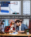 DIY Soldering Practice Kit To Build Your Own LED Desk Lamp, Rechargeable Gooseneck Light With Adjustable Brightness, A Hands On STEM Electronics Project For Students, family assembling