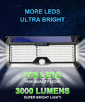 Image of Ultra Bright Solar Outdoor Lights With 358 LEDs And Up To 3000 Lumens, showing LED detail and light spread.