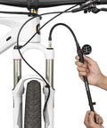 High Pressure Bike Shock Pump With 300 PSI Gauge For Rear Shocks And Suspension Forks Schrader And Presta Valve Compatible on bike