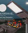 Ultra Bright 480V 300W LED Parking Lot Light For Outdoor Commercial Areas With 42000 Lumens IP65 Waterproof Shoebox Fixture