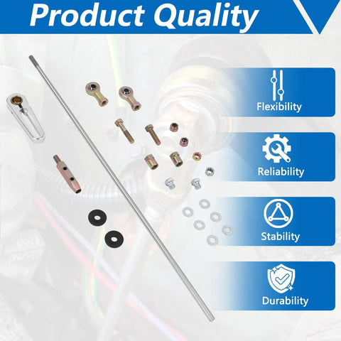 21 Inch Adjustable Transmission Column Shift Linkage Kit Dialed In Shifting For Precise Gear Changes Aluminum Build For Durability And Smooth Driving Feel Easy Install For Most Manual Transmissions, aluminum rod and hardware kit