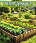 Heavy Duty L Shaped Corner Brackets For Raised Garden Beds 8 Piece Set Rust Proof Carbon Steel installed in a lush vegetable garden.