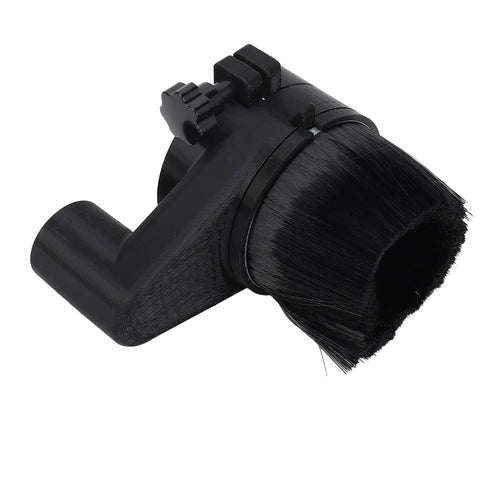 Dust Shoe Cover For 80mm CNC Spindle Up To 2.2kW With Brush Vacuum Attachment, black brush side view, for CNC engraving machine