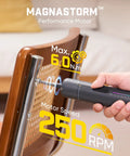 Cordless Electric Screwdriver Set With Precision Torque Control And Ergonomic Grip For No Sweat Diy Repairs Quick Furniture Assembly Computer Upgrades And Badass Heavy Chores With Slick Performance close-up of performance motor showing 250RPM speed and 6Nm torque