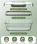 Exploded view of 40 Piece Borosilicate Glass Food Storage Set With Lids, Leak Proof And BPA Free, Reusable Containers For Meal Prep And Kitchen Organization.