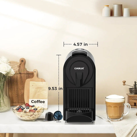 Compact Espresso Machine With 20 Bar Pump For Barista Grade Espresso One Touch Single Serve Coffee Maker on kitchen counter