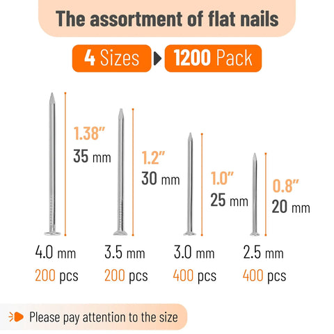 Massive Stash Of 1200 Top Shelf Silver Nails In Four Practical Sizes Perfect For Hanging Wall Art Patching Drywall And Knocking Out Quick DIY Repairs Around The House Or Workshop Any Day