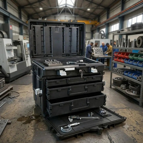 Gray Heavy Duty Rolling Tool Chest With Four Deep Locking Drawers, Stackable Industrial Workhorse, Impact Resistant And Water Proof Build For Pros On The Move