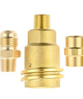 Propane Gas Fitting Adapters Kit Three Pack QCC1 Type One To One Quarter NPT Male, Three Eighths Flare To One Quarter NPT Male, And One Quarter NPT Female Coupler For BBQ Grill Stove Heater RV Campers Easy Hand Tighten No Tools