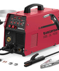 6 In 1 Aluminum MIG Welder With 200A Output and 110V 220V dual power featuring front panel controls and accessories