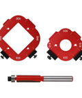Built Tough Router Template And Jig For Woodworking Pro Grade Aluminum Corner Radius Guide Kit with multiple radius shapes.