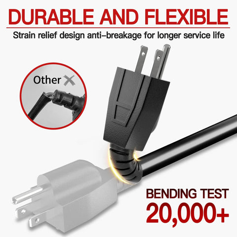 Heavy Duty Outdoor Extension Cord 15 Feet 16 AWG 3 Conductor 13A 125V SJTW Black Waterproof Weatherproof and Flame Retardant 3 Prong showing durability
