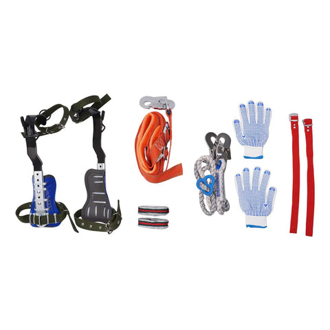 Pro Grade Tree Climbing Spikes Set With Safety Belt And Gloves Adjustable Non Slip Pedal Climbing Gear in full view