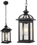 Outdoor Pendant Light Lanterns Two Pack White Aluminum With Seeded Glass Weather Resistant IP65 Waterproof Porch Lights