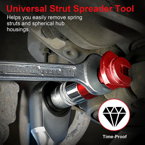 Universal Strut Spreader Tool For Suspension Knuckles 5 To 11 mm installed on vehicle suspension joint
