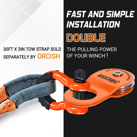 Two Pack D Ring Shackles 3/4 Inch Heavy Duty Tow Shackles With 7/8 Inch Screw Pin And Black Isolator Washer For Off Road Jeep And Truck Recovery 42,000 Lb Break Strength shown in use with orange tow strap.