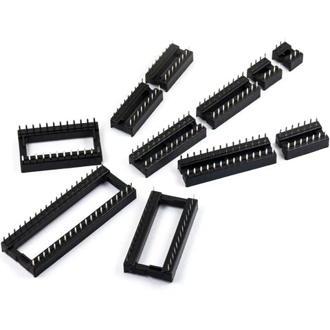 204Piece DIP IC Socket Kit With 11 Types 2.54mm Pitch 0.1in Solder Type Adapters displayed on a white background