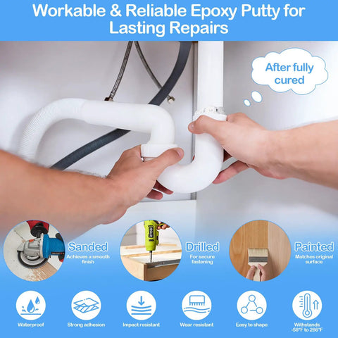 Two Part Epoxy Putty Kit 200g White And Black For Easy Fixes Leaks Cracks Holes And Sculpting Clay For Metal Ceramic Plastic Wood Tile
