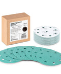5 Inch 9 Hole 80 Grit Hook And Loop Sanding Discs For 125 Series Orbital Sanders With Film Backing Premium Zirconium, pack of 50