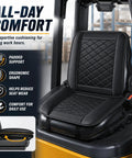Heavy Duty Forklift Seat Cushion Features Breathable Mesh Core And Plush Padding Built Tough For Shop Floors Fits Cat Dp Gp Models 2008 To 2011 Keeping Your Back Happy On Those Long Loading Runs In Beige, showing padded support and ergonomic design.