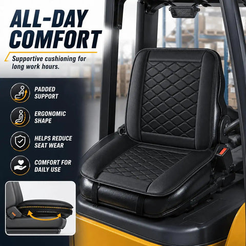 Heavy Duty Forklift Seat Cushion Features Breathable Mesh Core And Plush Padding Built Tough For Shop Floors Fits Cat Dp Gp Models 2008 To 2011 Keeping Your Back Happy On Those Long Loading Runs In Beige, showing padded support and ergonomic design.