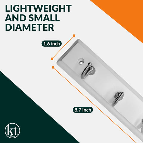 Wall Mounted Key Rack With Four Hooks, Steel And Wood Key Holder For Keys And Small Essentials in white, showing dimensions.