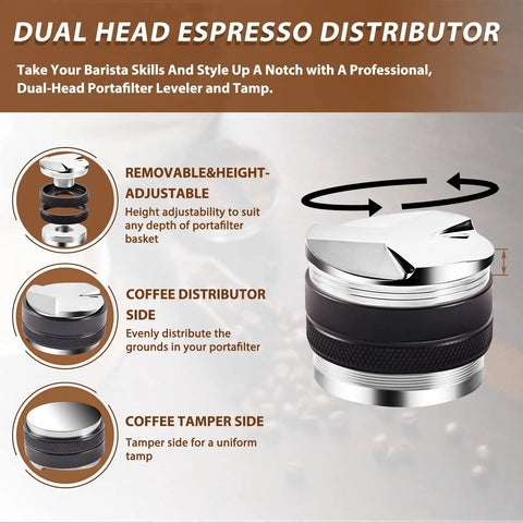 Five Piece Espresso Tamper Station Kit With Wooden Distributor, Calibrated Spring Loaded Tamper, Espresso Stirrer, Cleaning Brush, And 58mm Tamping Mat Pro Grade Barista Gear For Home Or Cafe Use