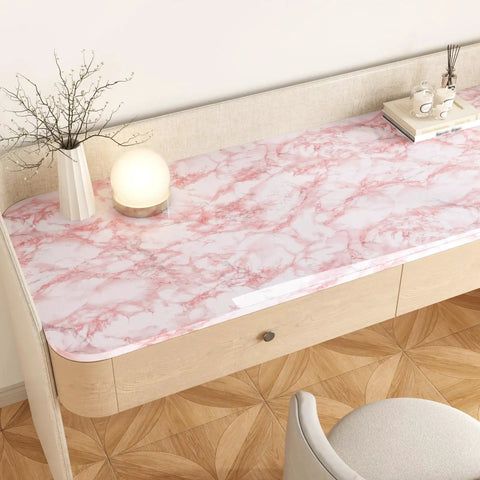 Pink Marble Contact Paper for Countertops Peel And Stick Self Adhesive Vinyl Wrap Glossy Blush Pink Waterproof Oil Proof Durable Easy Install DIY Friendly on a dresser top