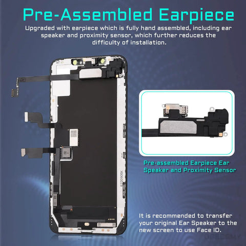 OLED Screen Replacement For iPhone XS Max 6.5 Inch Full Assembly With Front Speaker Proximity Sensor And 3D Touch Digitizer