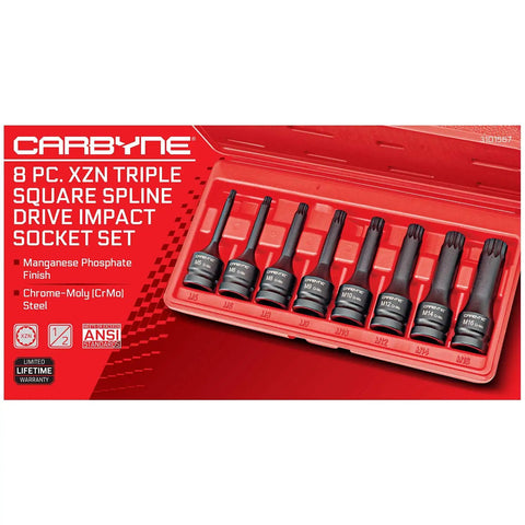 Heavy Duty CrMo Impact Socket Set With 8 Piece XZN Triple Square Bits For European Vehicles in red case