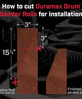 Diagram showing how to cut Pro Grade Drum Sander Sandpaper Roll 3 Inch By 25 Yards Aluminum Oxide for installation.
