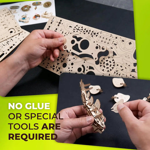 Stegosaurus 3D Puzzle Kit For Adults, Mechanical Dinosaur Model With 305 Pieces, DIY Assembly Project, hands-on wooden parts and no-glue build